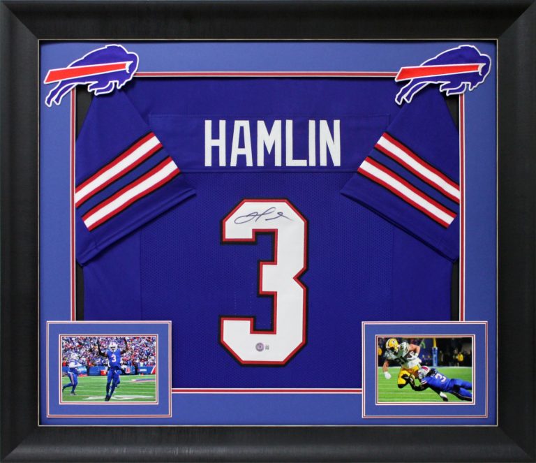 Bills Damar Hamlin Authentic Signed Blue Pro Style Framed Jersey BAS