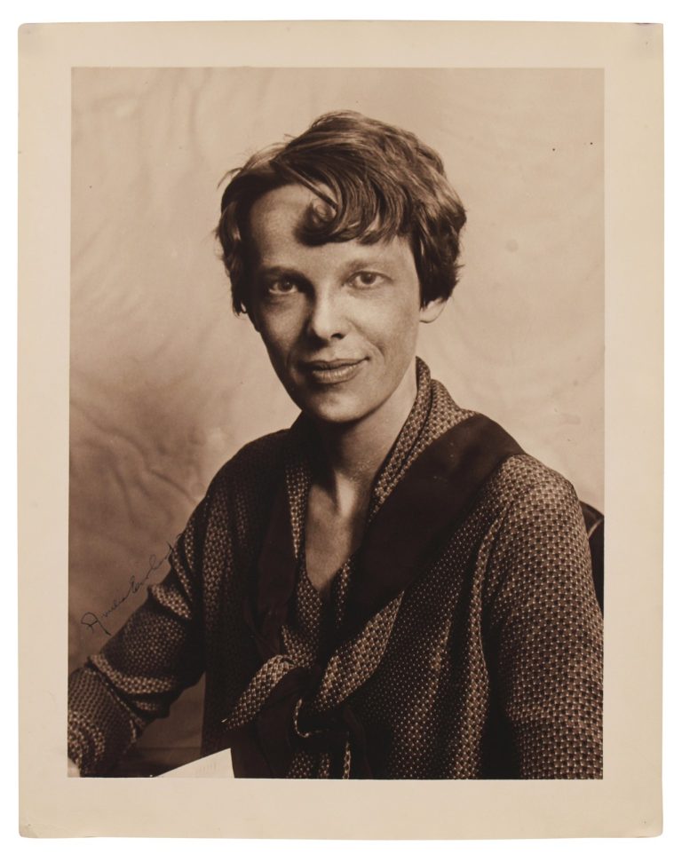 Amelia Earhart Authentic Signed 11x14 Vertical Sepia Portrait Photo JSA #ZZ82434
