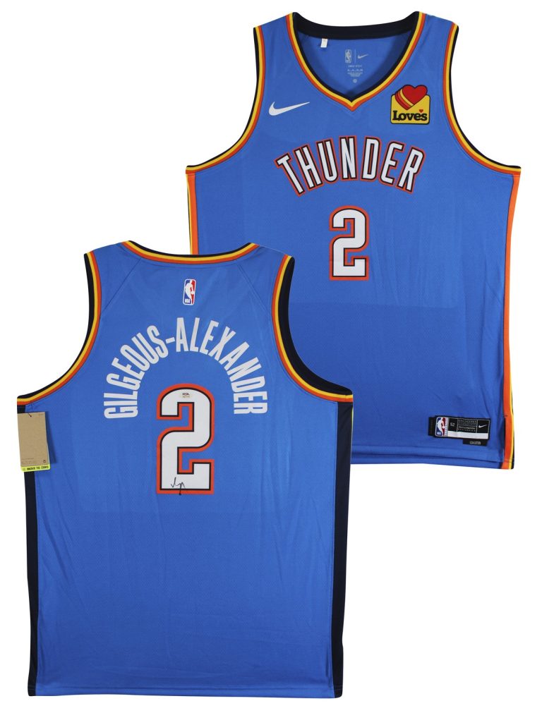 Thunder Shai Gilgeous-Alexander Signed Blue Nike Icon Ed. Jersey PSA #AQ71719