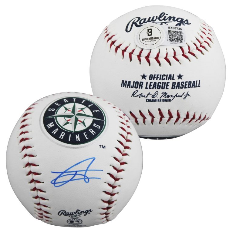 Mariners Julio Rodriguez Authentic Signed Seattle Mariners Logo OML Baseball BAS