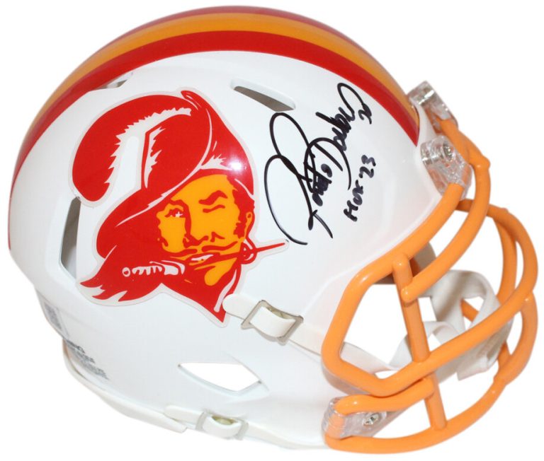 Ronde Barber Signed Tampa Bay Bucs TB '76-'96 Mini Helmet w/HOF BAS 40196