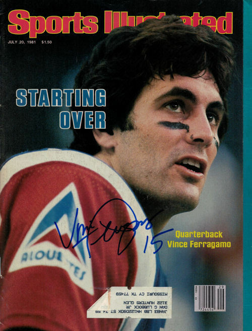 Vince Ferragamo Autographed New England Patriots 1981 Sports Illustrated 15477