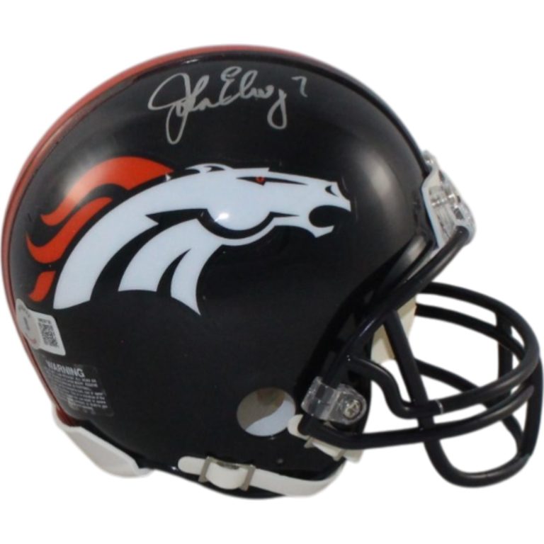 John Elway Autographed/Signed Denver Broncos Mini Helmet BAS 28538