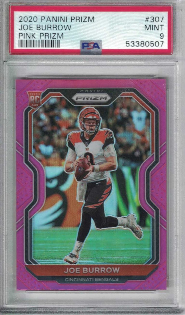 2020 Panini Pink Prizm #307 Joe Burrow CIN Bengals RC Rookie PSA 9 Mint 30670