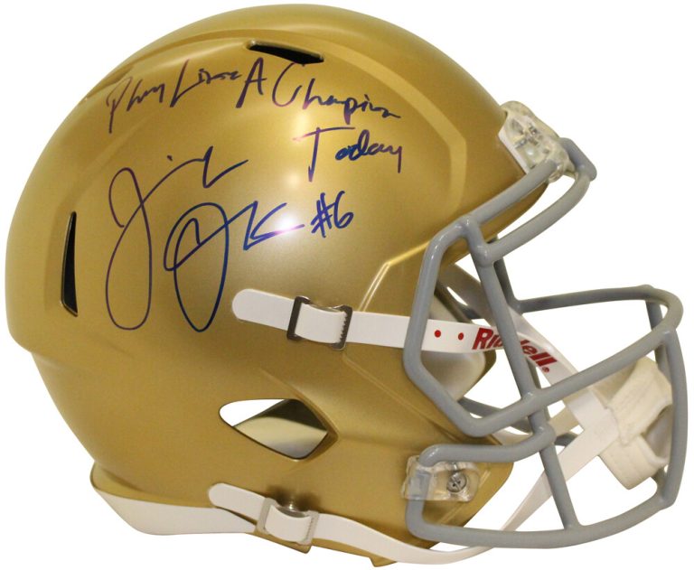 Jeremiah Owusu-Koramoah Signed Notre Dame F/S Speed Helmet BAS 34746