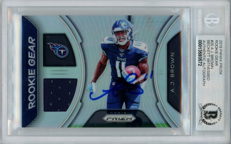 AJ Brown Autographed 2019 Rookie Gear Prizm #20 Rookie Card Beckett Slab 33381