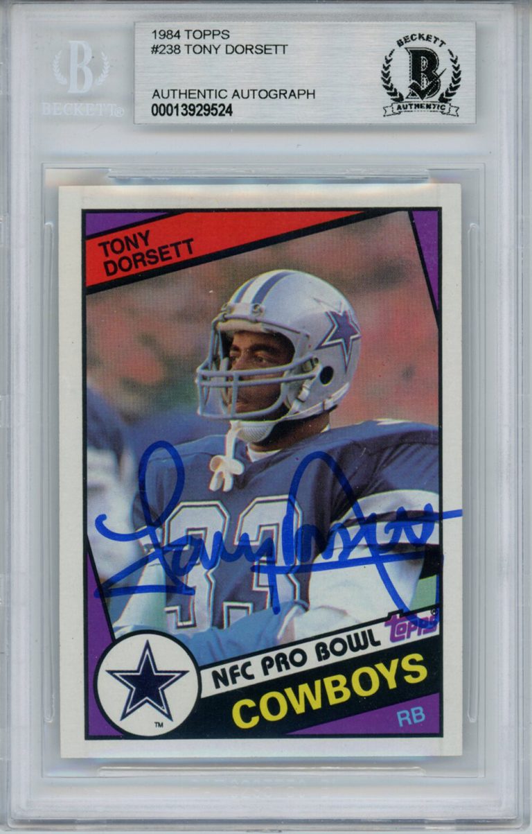 Tony Dorsett Autographed 1984 Topps #238 Trading Card Beckett Slab 34025