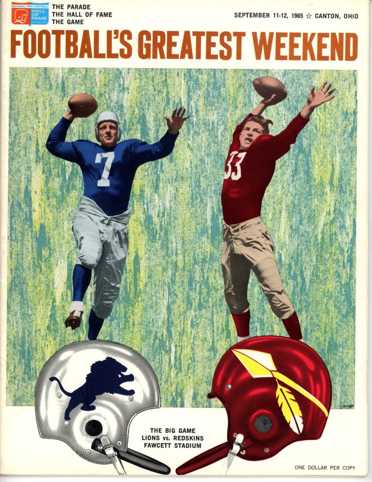 1965 Hall Of Fame Game Program Magazine Lions vs Redskins 37413