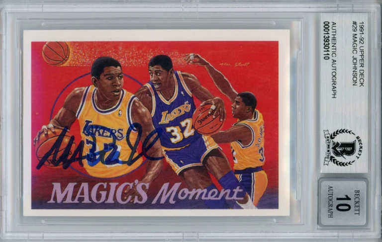 Magic Johnson Signed 1991-92 Upper Deck #29 Trading Card Beckett 10 Slab 37811