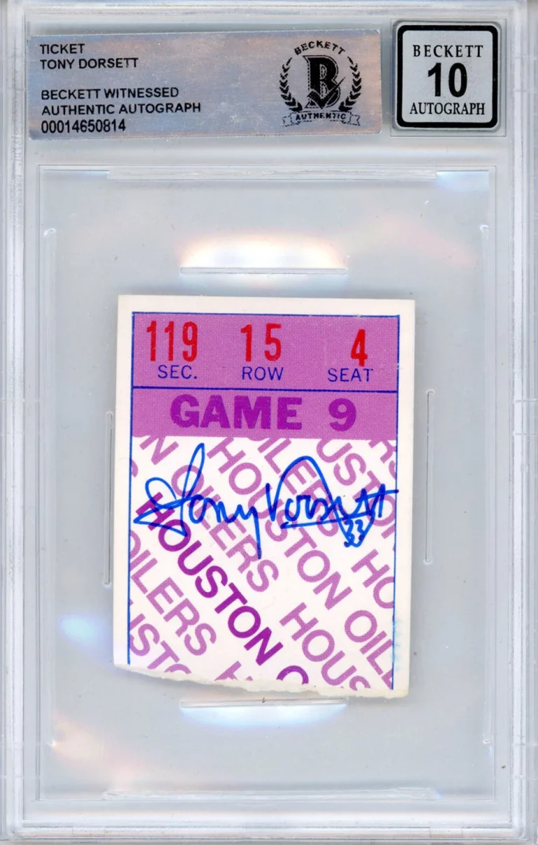 Tony Dorsett Autographed 11/22/1979 vs Oilers Ticket Stub Beckett Slab 39196