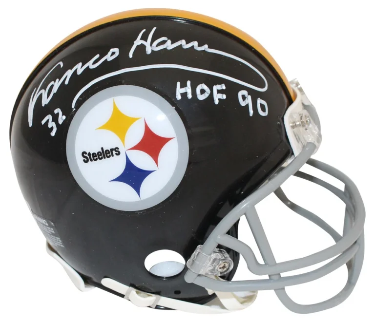 Franco Harris Signed Pittsburgh Steelers VSR4 63-76 Mini Helmet HOF BAS 39667
