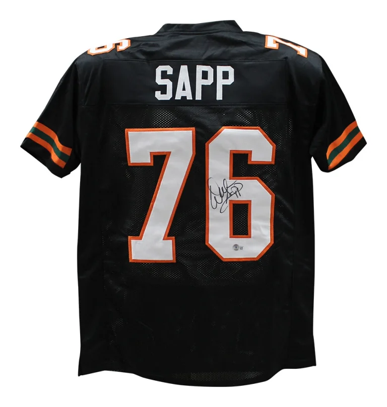 Warren Sapp Autographed/Signed College Style Black XL Jersey Beckett 39338