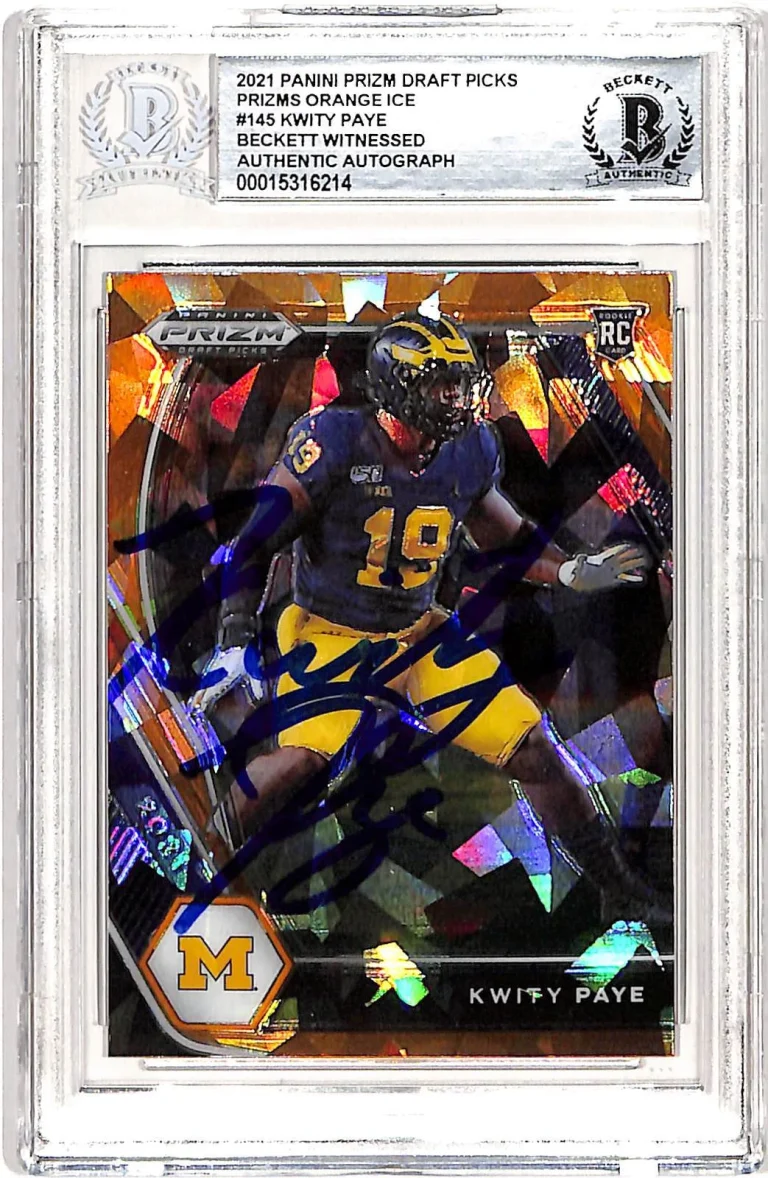 Kwity Paye Autographed Prizm Orange #145 Trading Card Slabbed Beckett 38931