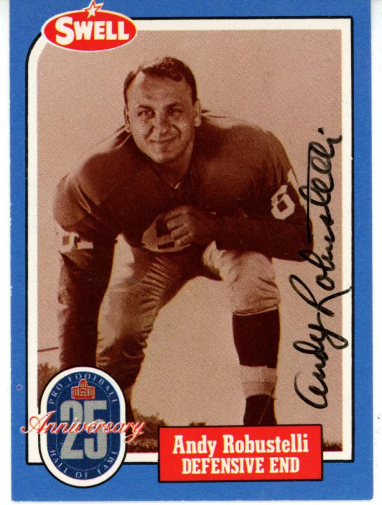Andy Robustelli Autographed/Signed New York Giants 1988 Swell HOF Card 43161