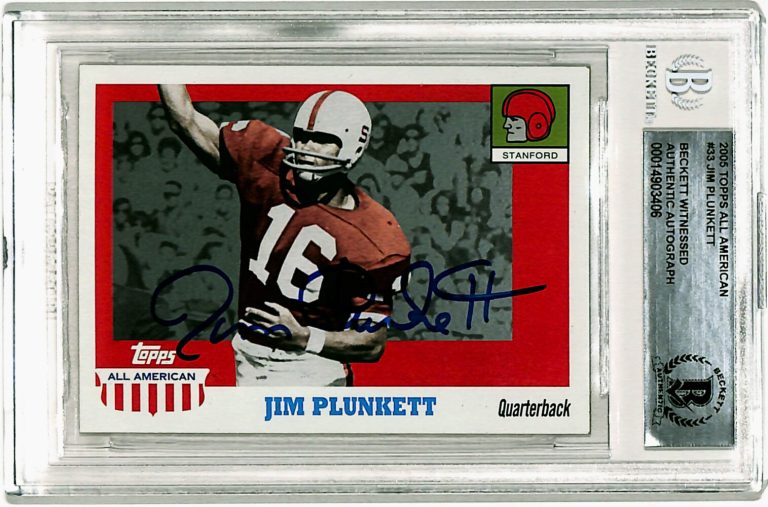 Jim Plunkett Signed 2005 Topps All American Trading Card Beckett Slab 40744