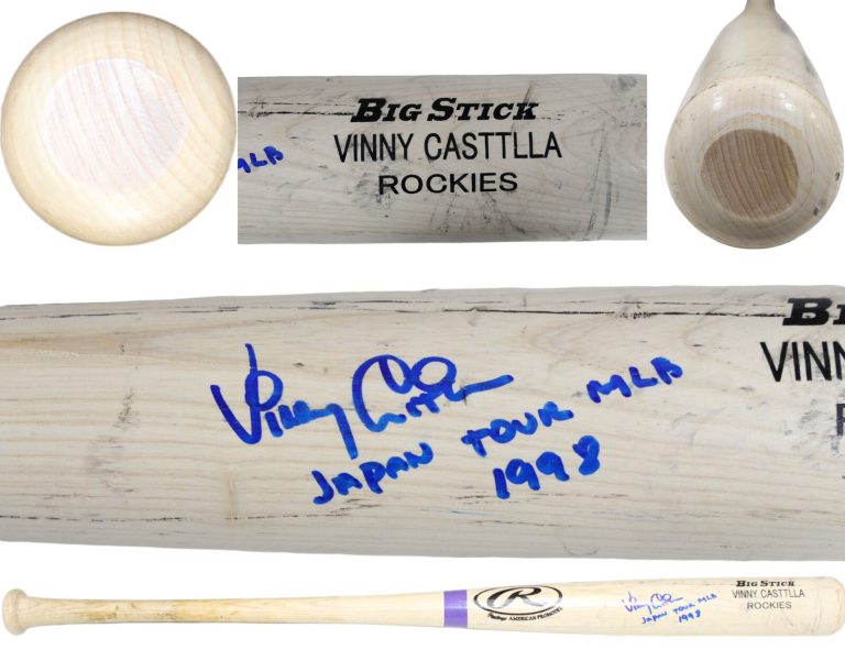 Vinny Castilla Autographed Game Used Colorado Rockies '98 Japan Bat BAS 43250