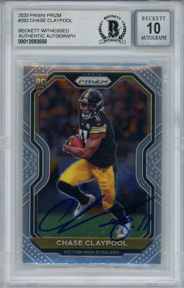Chase Claypool Autographed 2020 Panini Prizm Rookie Card Beckett 10 Slab 35034
