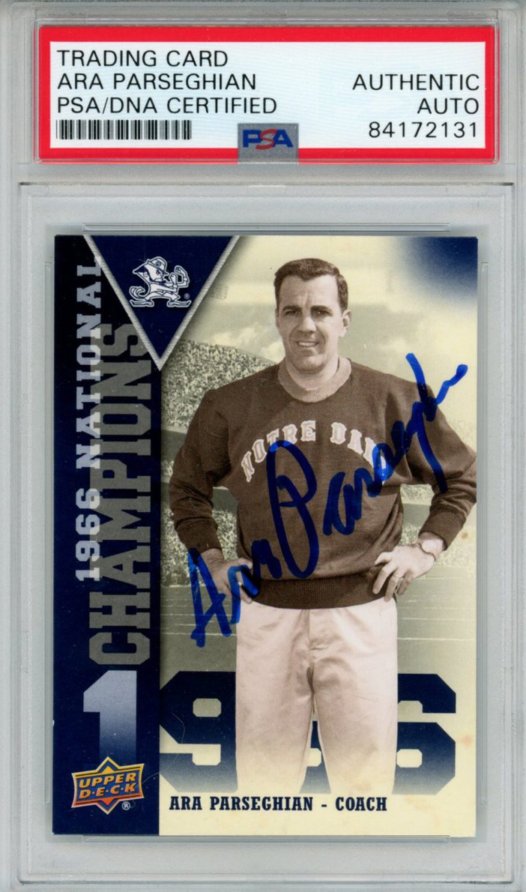 Ara Parseghian Signed 2013 Upper Deck #NC-PA Trading Card PSA Slab 43723