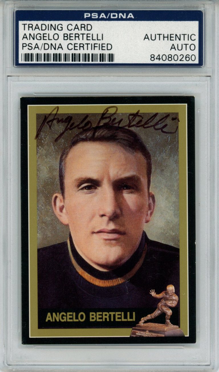 Angelo Bertelli Autographed 1991 Downtown Athletic Club #9 Card PSA Slab 43788
