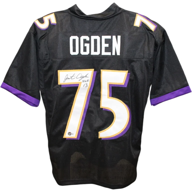 Jonathan Ogden Autographed/Signed Pro Style XL Black Jersey HOF Beckett 44101