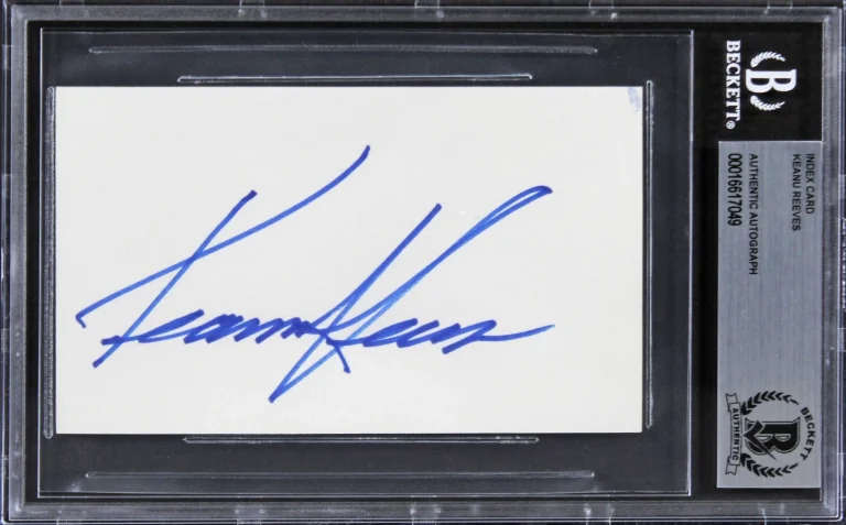 Keanu Reeves John Wick Authentic Signed 3x5 Index Card Autographed BAS Slabbed