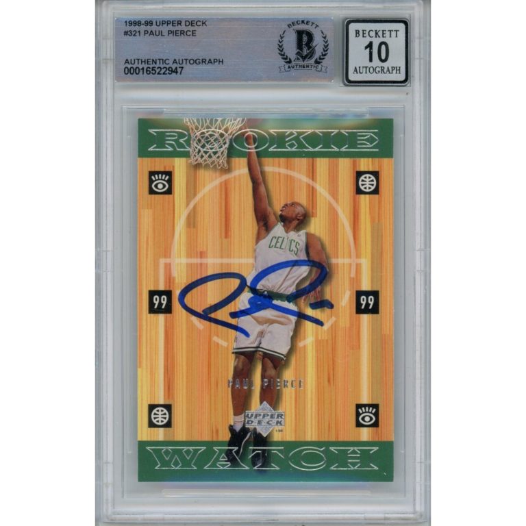 Paul Pierce Autographed/Signed 1998 Upper Deck 321 Card 10 Grade Beckett 47033