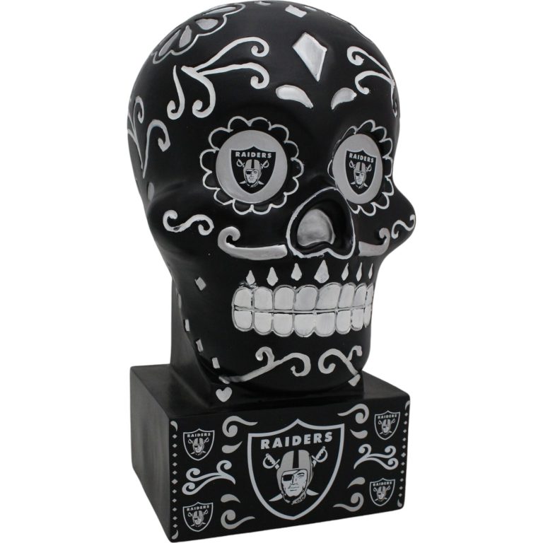 Las Vegas Raiders Team Color Sugar Skull Statue Evergreen New 38012