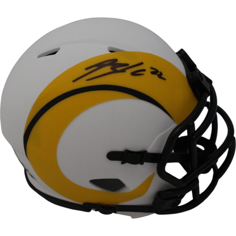 Blake Corum Autographed Los Angeles Rams Lunar Mini Helmet Beckett 48052