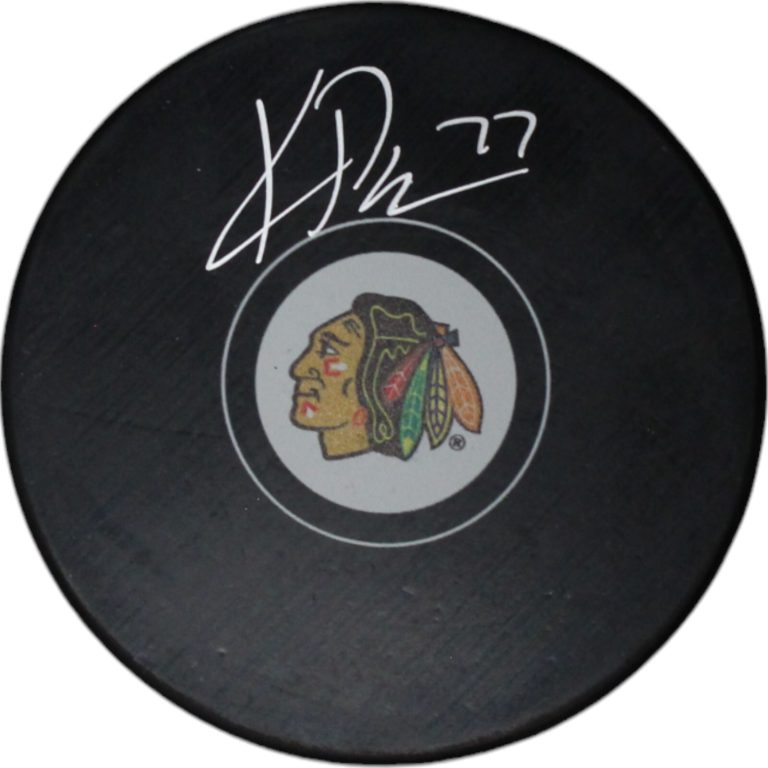 Kirby Dach Autographed/Signed Chicago Blackhawks Hockey Puck FAN 46839