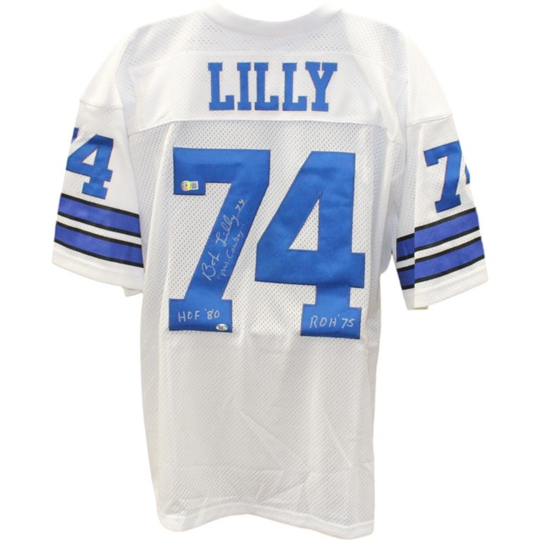 Bob Lilly Autographed/Signed Custom White XL Jersey 3 Insc Beckett 48488