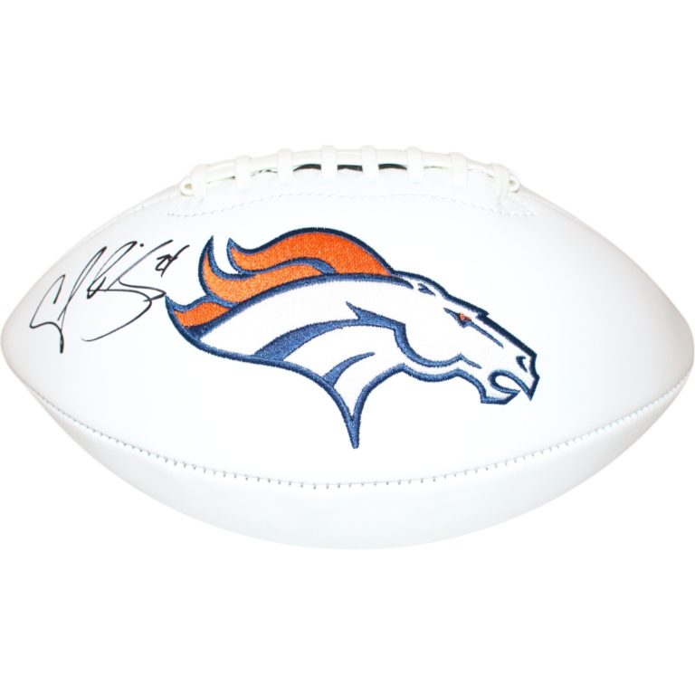 Champ Bailey Autographed/Signed Denver Broncos White Logo Football Beckett 48645