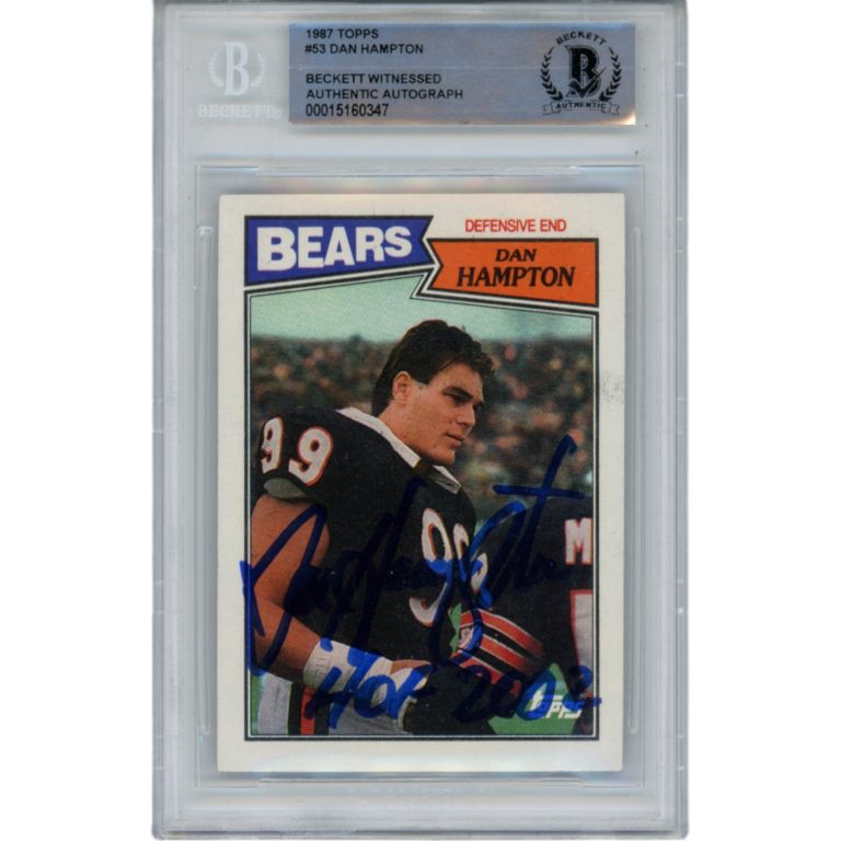 Dan Hampton Autographed/Signed 1987 Topps #53 Slabbed Trading Card Beckett 49337