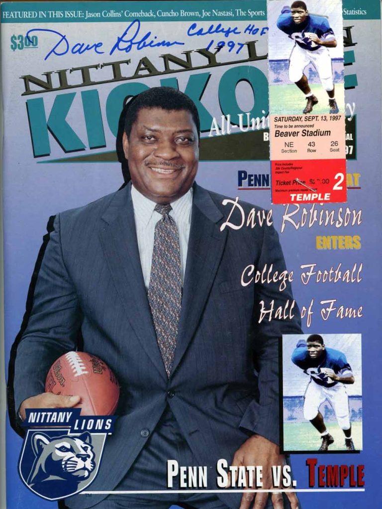 Dave Robinson Signed Magazine Penn State 9/13/1997 w/Ticket BAS 50717