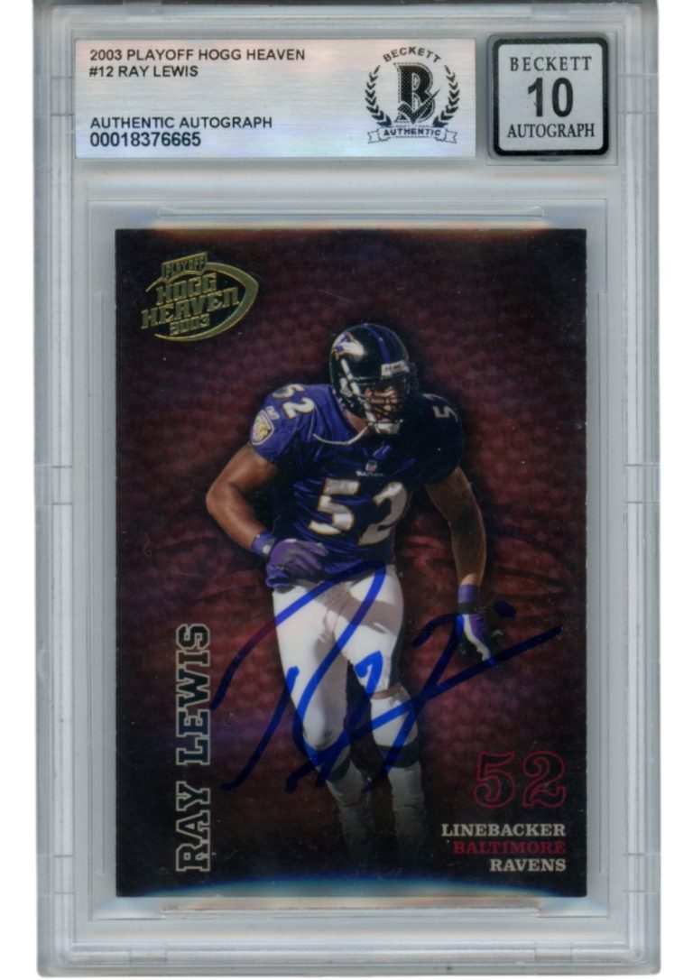 Ray Lewis Autographed 2003 Playoff Hogg Heaven #12 Trading Card Beckett 53038