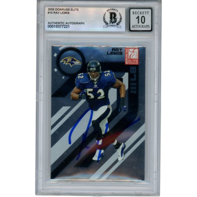 Ray Lewis Autographed 2005 Donruss Elite #10 Trading Card Beckett 53043