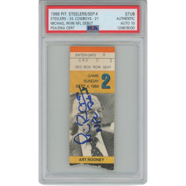 Michael Irvin Autographed/Signed Dallas Cowboys Ticket Stub NFL Debut PSA 51808
