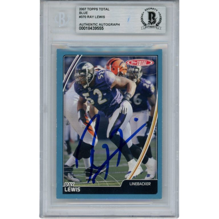 Ray Lewis Autographed 2007 Topps Total #370 Trading Card Slab Beckett 53510