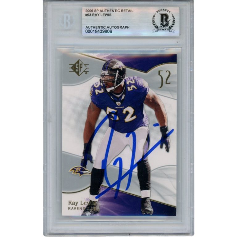 Ray Lewis Autographed/Signed 2009 UD SP Gold #93 Trading Card Slab Beckett 53457