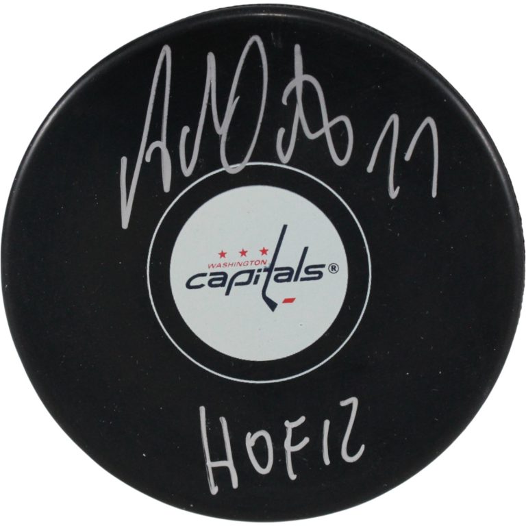 Adam Oates Autographed/Signed Washington Capitals Logo Puck HOF JSA 54005