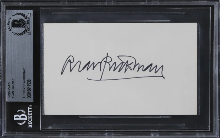 Alan Rickman Die Hard Authentic Signed 3x5 Index Card Autographed BAS Slabbed