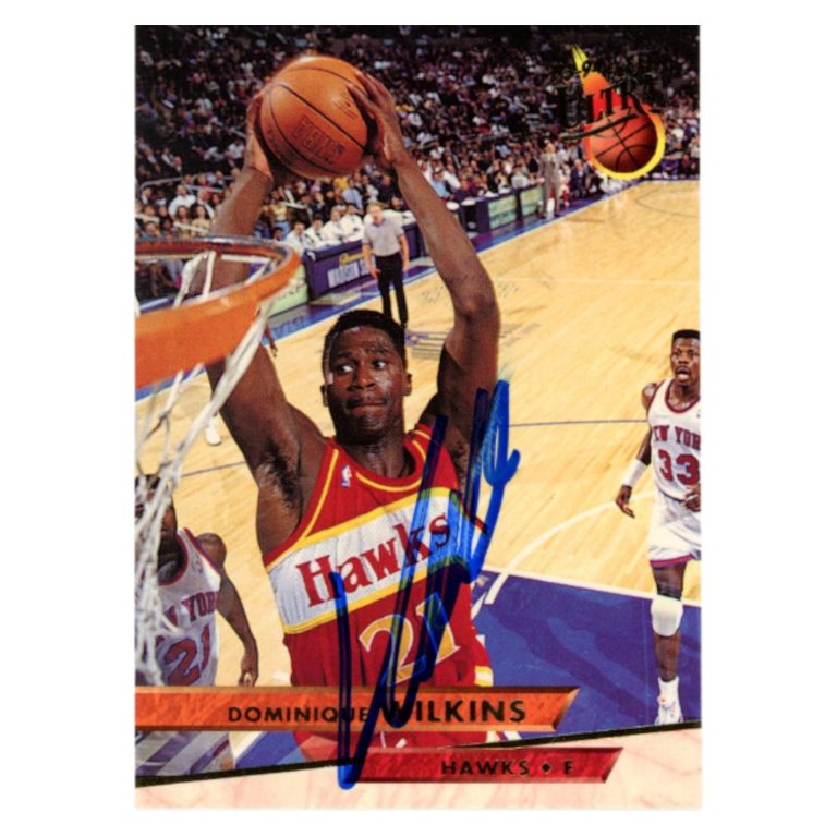 Dominique Wilkins Autographed 93 Fleer Ultra #7 SMEAR Trading Card Beckett 54205