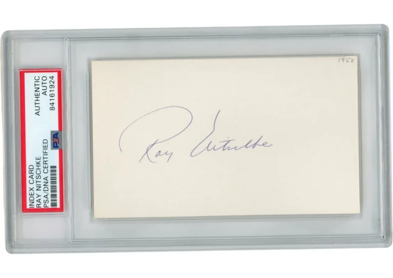 Ray Nitschke Autographed/Signed Green Bay Packers Index Card Slabbed PSA 54903