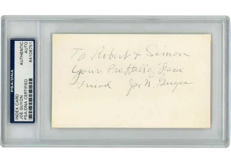 Joe Guyon Autographed Canton Bulldogs Index Card Personalized Slab PSA 54901