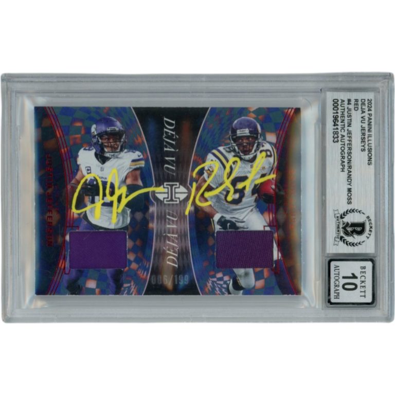 Randy Moss Justin Jefferson Signed 2024 Illusion /199 Trading Card Beckett 53702