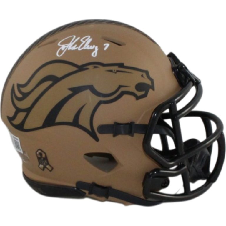 John Elway Autographed Denver Broncos 23 STS Mini Helmet Beckett Witness 55220