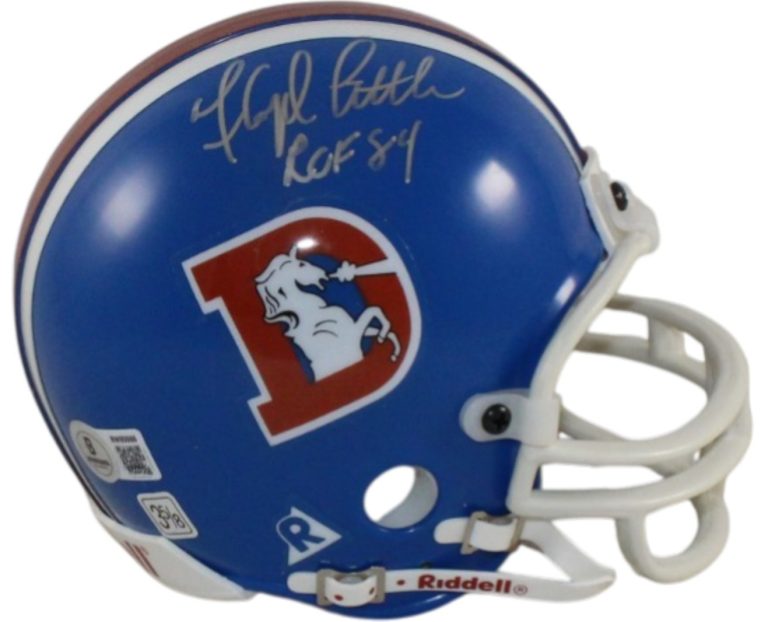 Floyd Little Autographed Denver Broncos VSR4 Mini Helmet ROF Beckett 55388