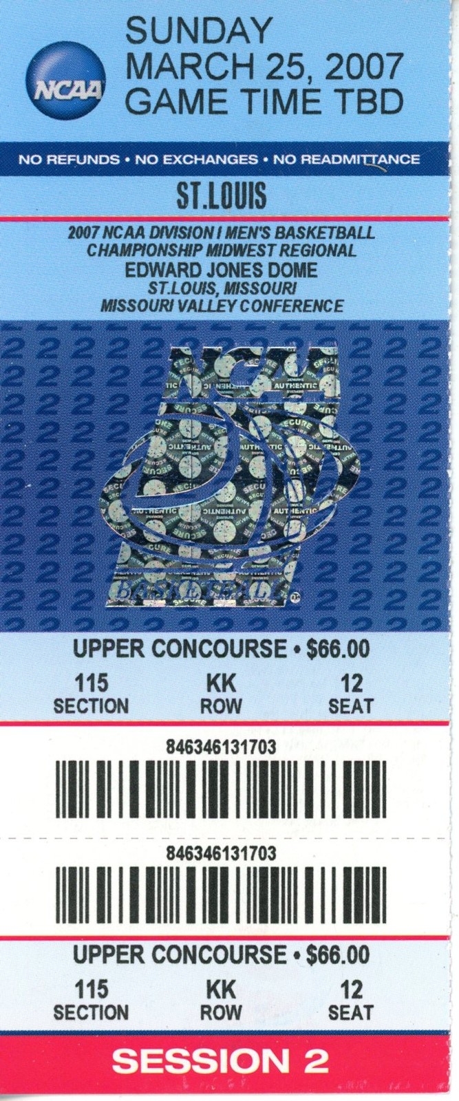 2007 Elite 8 March Madness Florida Gators Oregon Ducks Ticket 3/25/2007 55554
