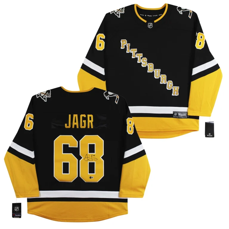Penguins Jaromir Jagr Authentic Signed Black Fanatics Breakaway Jersey BAS Wit