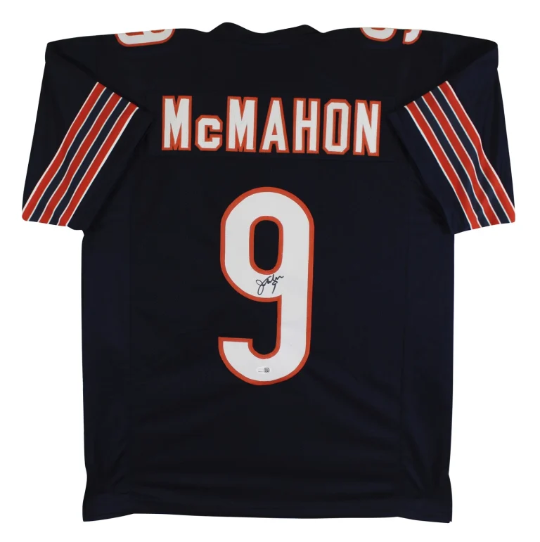 Jim McMahon Authentic Signed Navy Pro Style Jersey Autographed JSA Witness