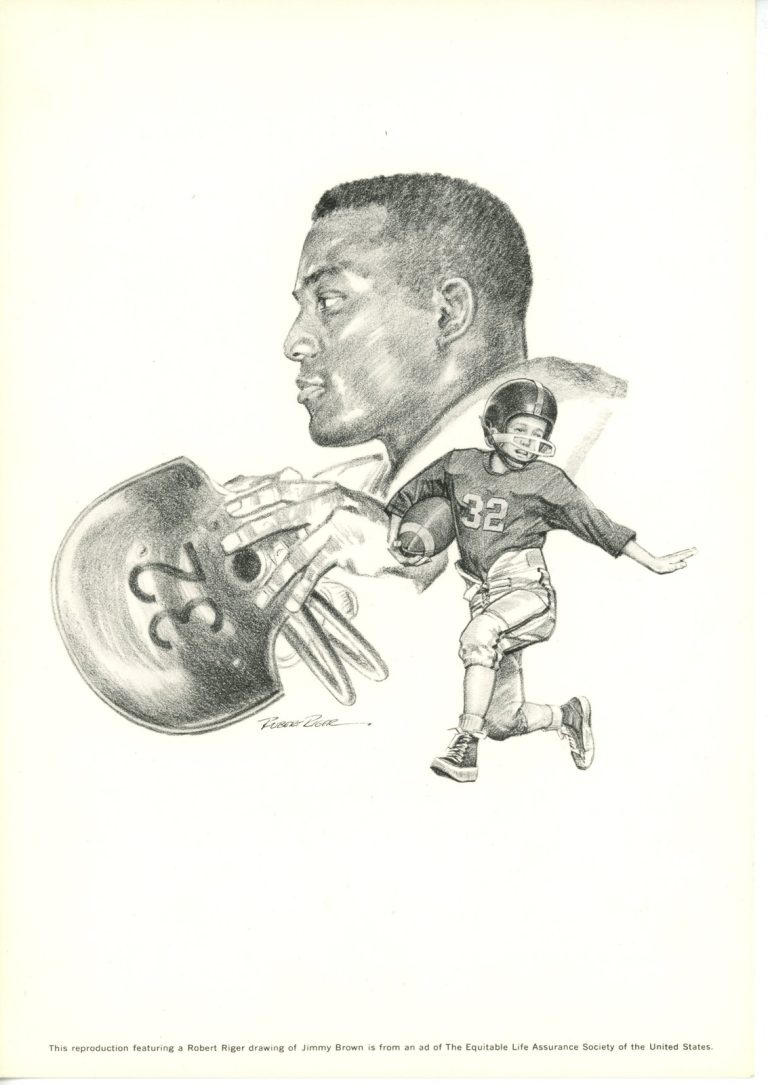 Brown, Thorpe, Nagurski, +2 Lot of 5 Football Robert Riger Drawings 55923